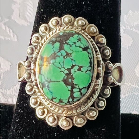 STERLING SILVER TURQUOISE RING 8.5 - Picture 2 of 9